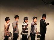 「お笑い真面目にトークライブ『語らせろ!!』」に出演したS×L酒井、ねじ佐々木、トップリード新妻、エルシャラカーニ・セイワ、三拍子・高倉(左から)。