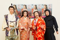 「吉本新喜劇特別公演 大坂の陣新喜劇～『君臣豊楽』淀殿の見た夢～」開催会見に出席した清水けんじ、福本愛菜、すっちー、吉田裕。(c)吉本興業