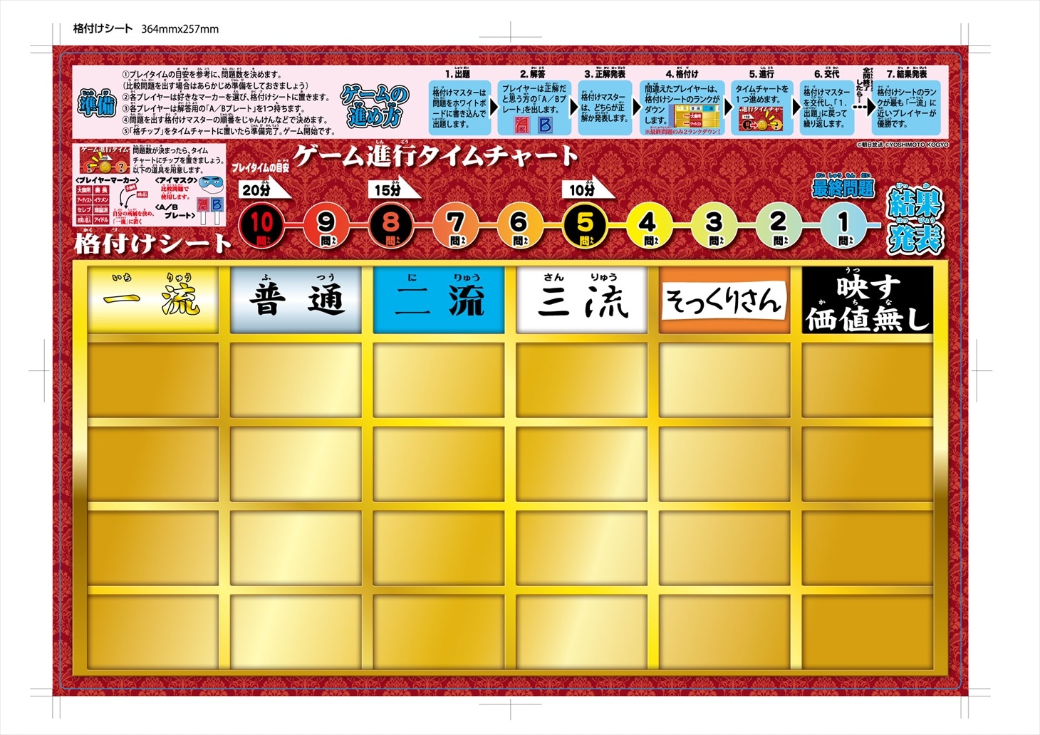格付けチェックシートのイメージ。(c)朝日放送 (c)YOSHIMOTO KOGYO