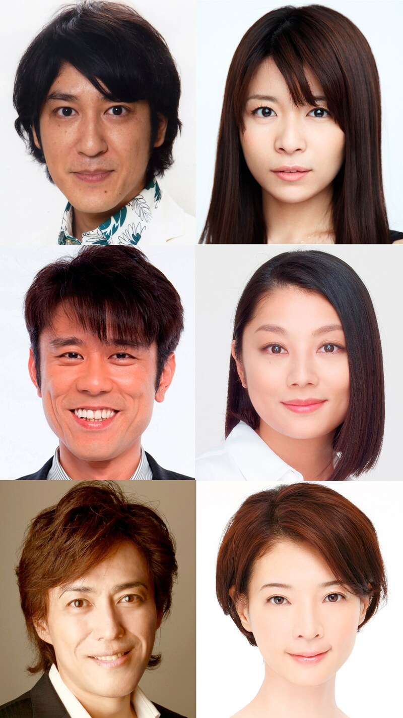 「『Re:』Session 5」のキャスト。上から、ココリコ田中×三倉茉奈、ネプチューン原田×小池栄子、石井一孝×朝海ひかるの組み合わせで上演。