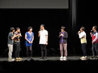 K-PRO10周年記念興行第8弾「～K-PRO BEST LIVE～『行列の先頭26 in 赤坂BLITZ』」に出演したキングオブコメディ、シソンヌ、東京03（左から）。