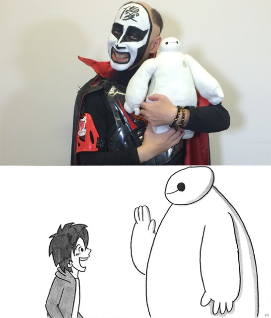 写真上が鉄拳。写真下はPVの一場面。配給：ウォルト・ディズニー・スタジオ・ジャパン (c)2014 Disney. All Rights Reserved.