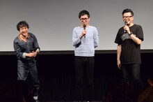 イベント「ドラマ『新解釈・日本史』をムロツヨシ、シソンヌが新解釈する会」に出演した（左から）ムロツヨシ、シソンヌ。