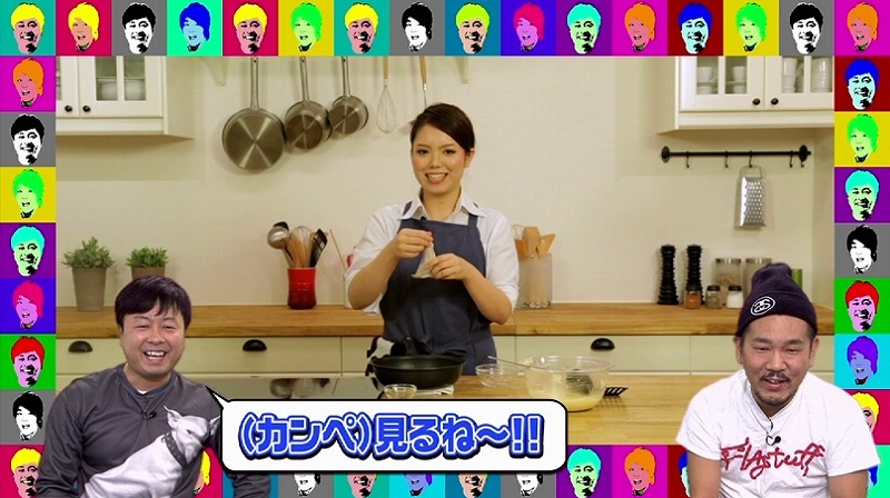 YouTubeのよしもとcookingチャンネルで公開された、FUJIWARA藤本＆次長課長・河本出演「GAYA'Sキッチン」の一場面。