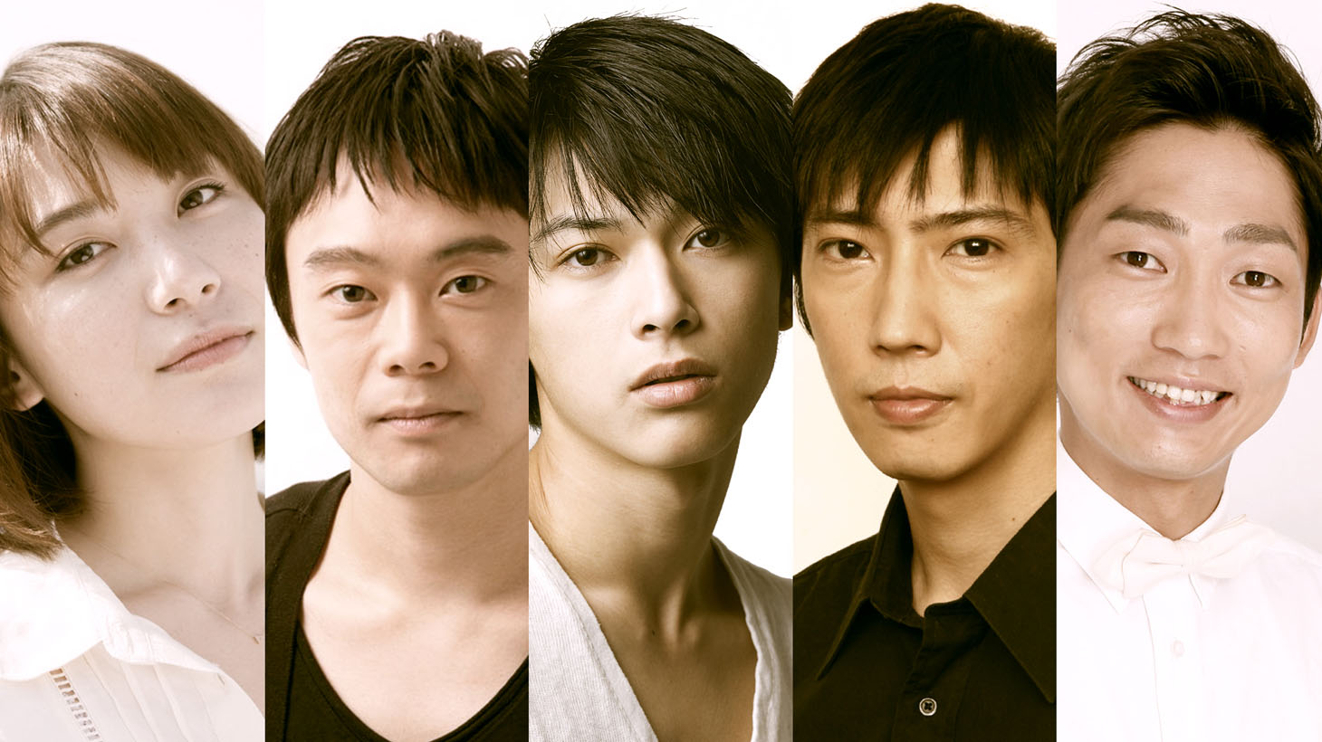 左から、村川絵梨、尾上寛之、吉沢亮、菅原永二、NON STYLE石田。