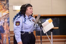 「ナイト ミュージアム / エジプト王の秘密」アフレコ会見に登壇した渡辺直美。(c) 2014 Twentieth Century Fox Film Corporation