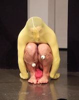 プロレスラー・高山善廣を表現したタイツ芸を見せたハブ。