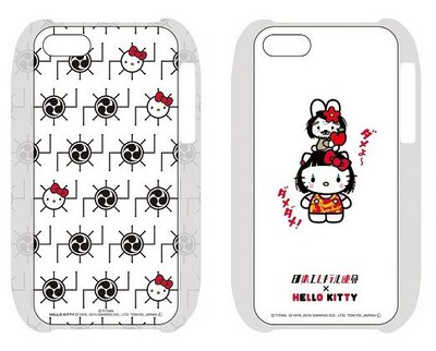 ハローキティと日本エレキテル連合のコラボスマートフォンケース。