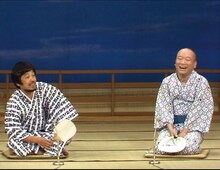 DVDボックス「花王名人劇場『立川談志×桂枝雀』」より、オープニング対談のワンシーン。(c)東阪企画