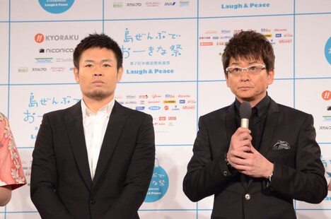 映画「Zアイランド」監督の品川ヒロシと、主演の哀川翔（左から）。