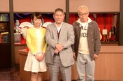 収録に参加した（左から）片山千恵子NHKアナウンサー、ビートたけし、所ジョージ。