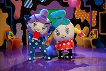 ゴー☆ジャスが演じる「ウィルス君」と、中村繪里子が演じる「スミスちゃん」（左から）。(c)NHK