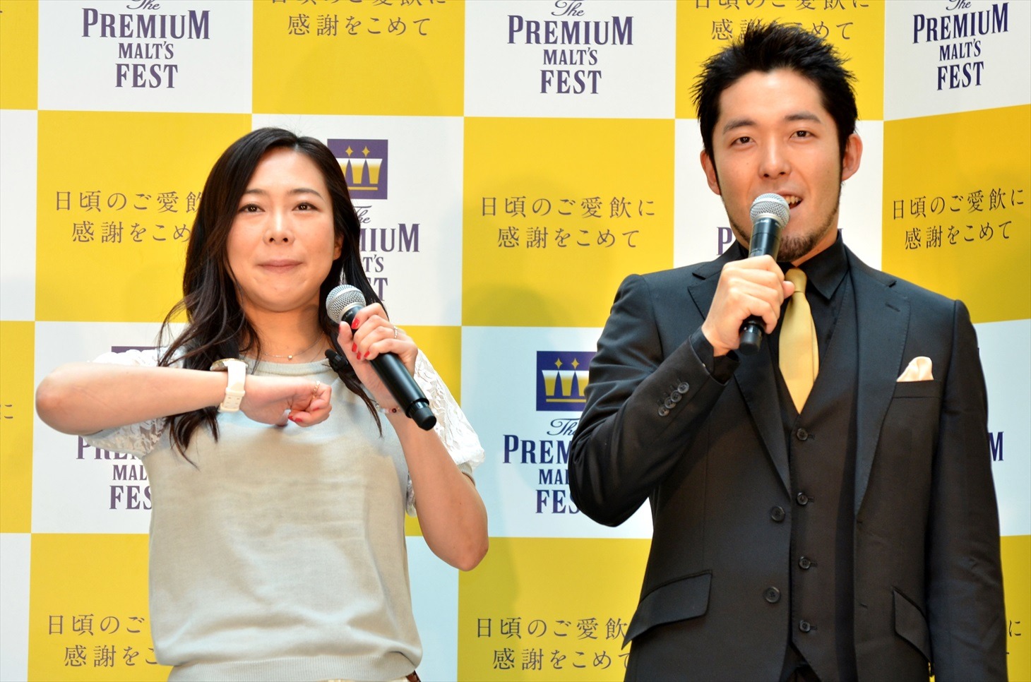 プレゼン対決を終えた（左から）椿鬼奴、オリエンタルラジオ中田。