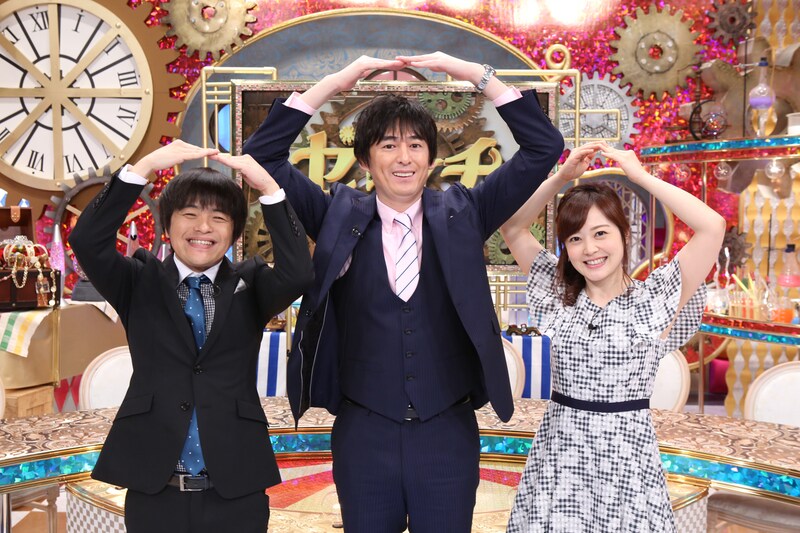 「ゼロイチ!」MCのバカリズム、博多大吉、水ト麻美(日本テレビアナウンサー)。(c)日本テレビ