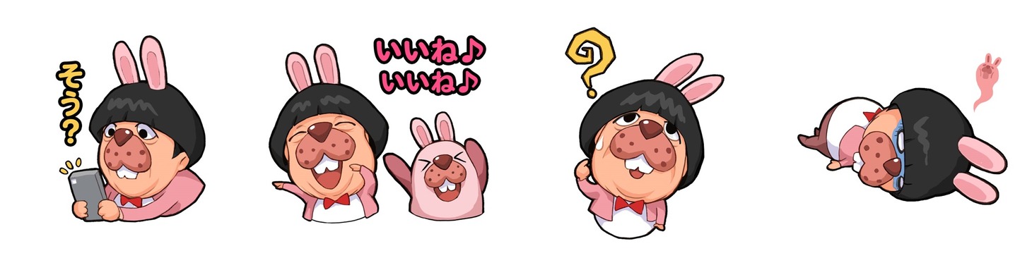 バナナマン日村とポコタのコラボキャラ・ヒムポコのLINEスタンプのイメージ。