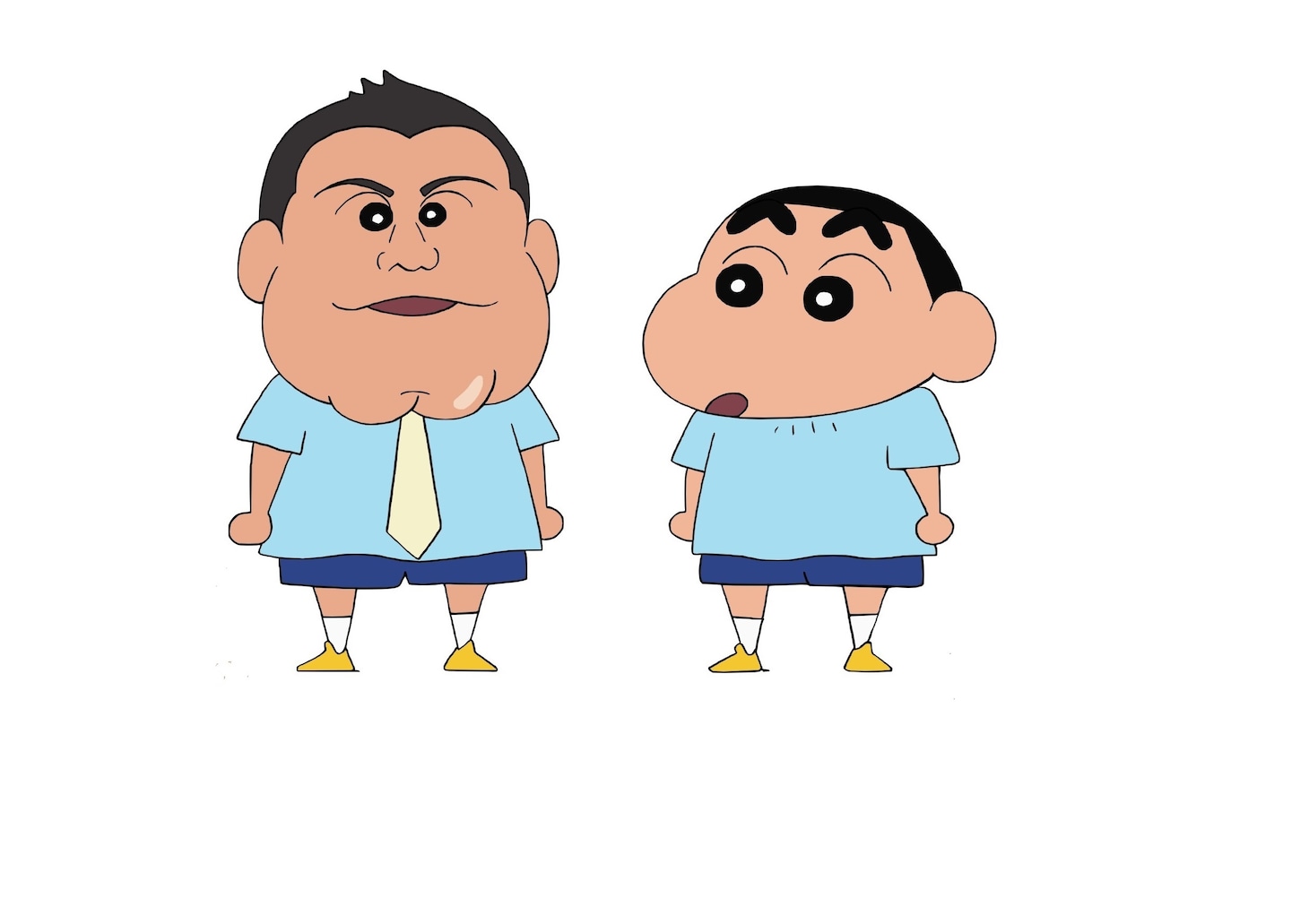 「クレヨンしんちゃん」に登場するザキヤマさん（左）と、野原しんのすけ（右）。(c)臼井儀人/双葉社・シンエイ・テレビ朝日・ADK