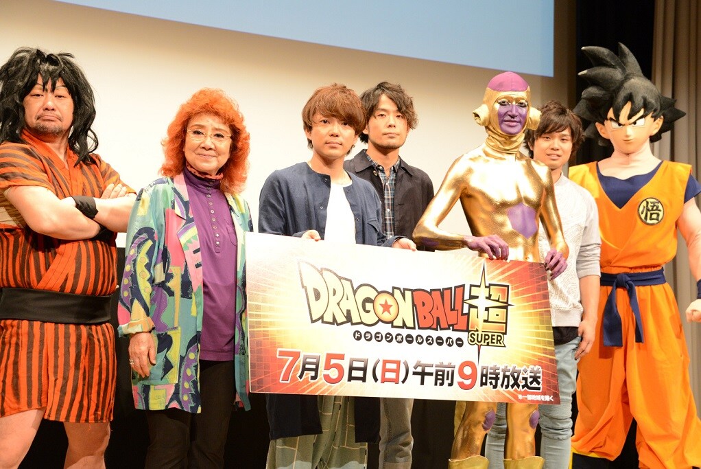 左からケンドーコバヤシ、野沢雅子、グッドモーニングアメリカ、孫悟空。