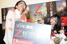 イベントに出席したアンガールズ田中（左）と小明（右）。