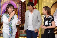 左から相席スタート山崎、チュートリアル徳井、SHELLY。　(c)日本テレビ