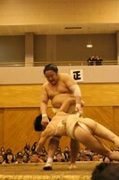 千葉県市川市で行われた地方巡業にて、土俵に上がったねづっち。