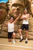 「NARUTO‐ナルト‐展」プレス内覧会にて新作“ラララライ体操”を披露する藤崎マーケット。