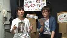 テレビ朝日で最も小さい“末端”のスタジオで収録に臨む光浦靖子とラバーガール飛永（左から）。