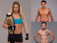 （写真左から時計回りに）ロンダ・ラウジー、アントニオ・ホドリゴ・ノゲイラ、アントニオ・ホジェリオ・ノゲイラ。(c)Photo courtesy of UFC