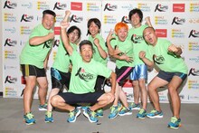 「RUN FORWARD KANPEI みちのくマラソン2015」発表会見の様子。