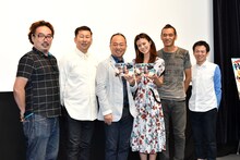 「PANIC IN」の上映イベントに出席した（左から）鈴木太一、木村好克、マキタスポーツ、藤井美菜、SABU、永野宗典。