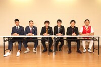 「もしも『THE MANZAI』決勝最後の3組にレイザーラモン、スパローズ、エルシャラカーニが残ったら」に出演するレイザーラモン、スパローズ、エルシャラカーニ（左から）。