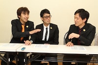 「もしも『THE MANZAI』決勝最後の3組にレイザーラモン、スパローズ、エルシャラカーニが残ったら」に向けて意気込みを語る出演者たち。