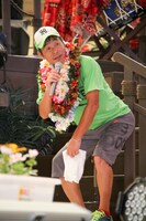 ゴール直後の間寛平。