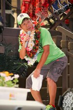 ゴール直後の間寛平。