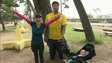 「第5回神戸マラソン」に挑戦するクワバタオハラ小原と夫のマック鈴木（左から）。(c)ABC