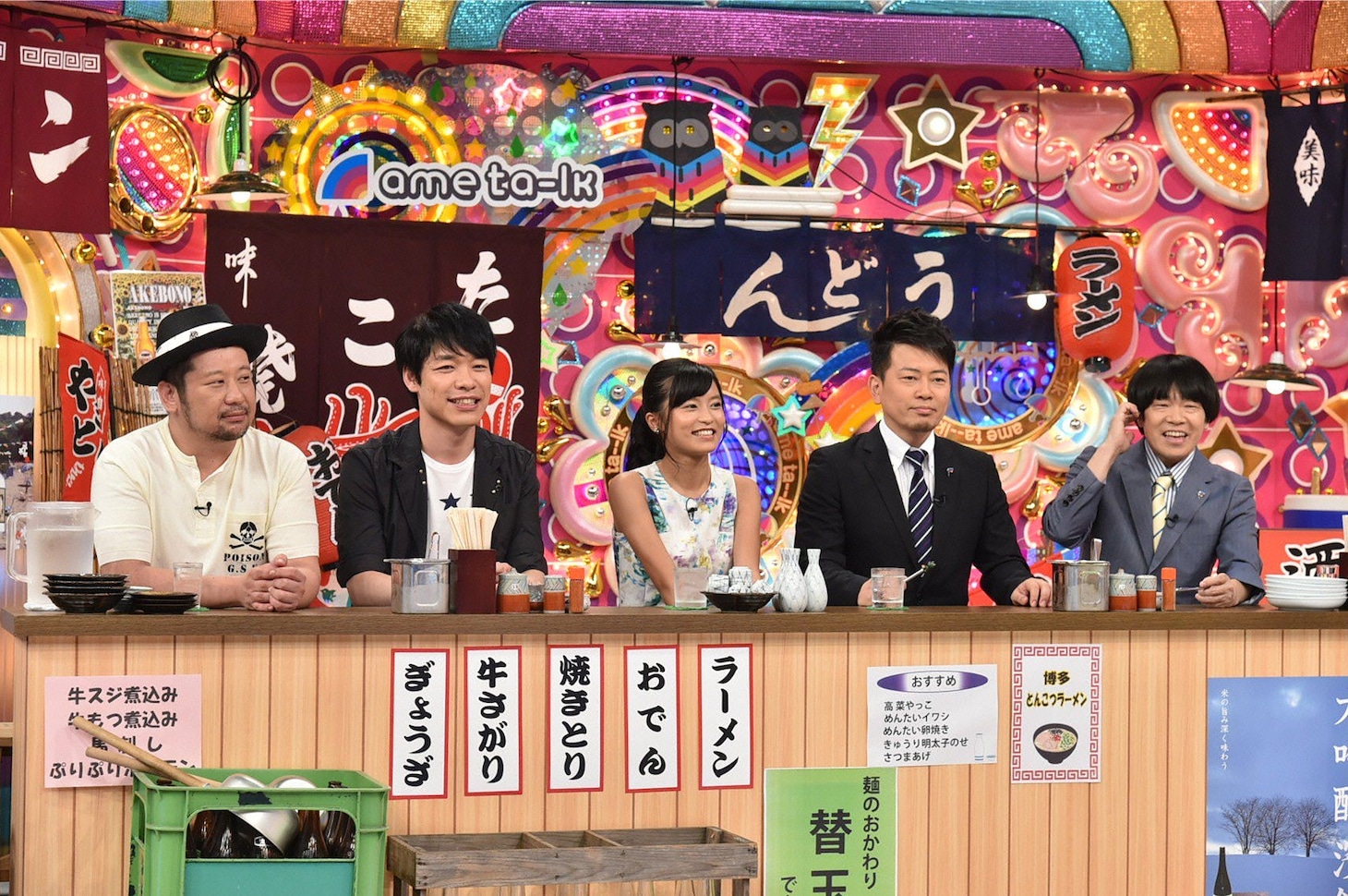 （左から）ケンドーコバヤシ、麒麟・川島、小島瑠璃子、雨上がり決死隊。(c)テレビ朝日