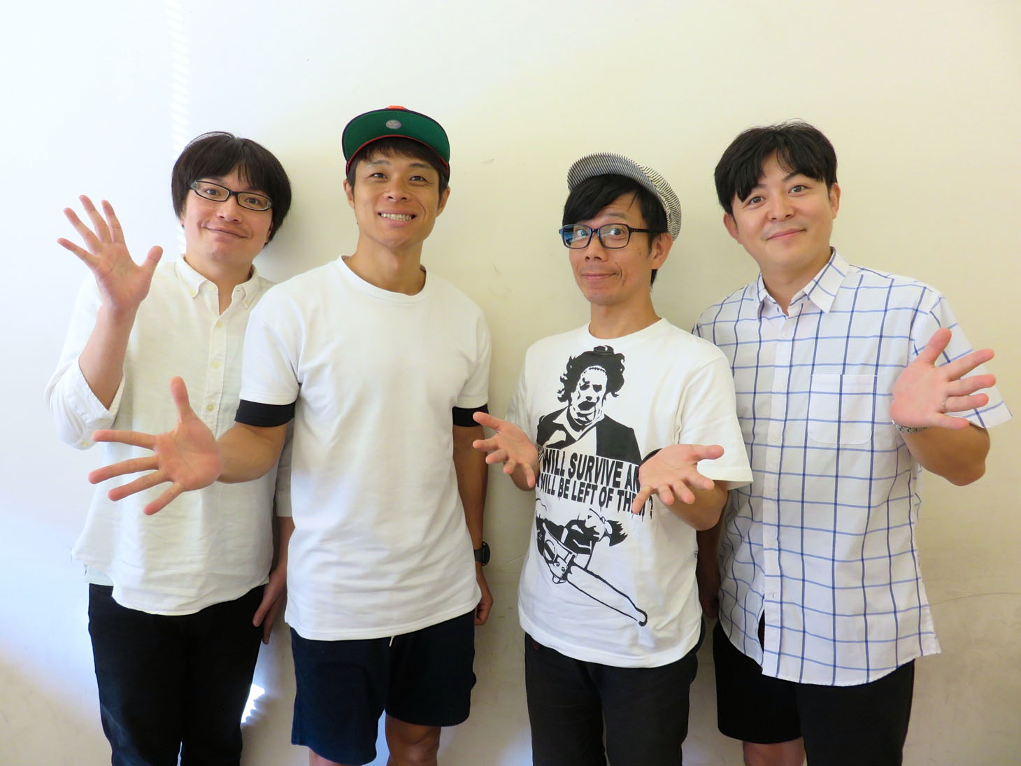 「THE EMPTY STAGE IN SHIBUYA」に出演する（左から）犬の心・押見、ニブンノゴ！宮地、バッファロー吾郎・竹若、犬の心いけや。