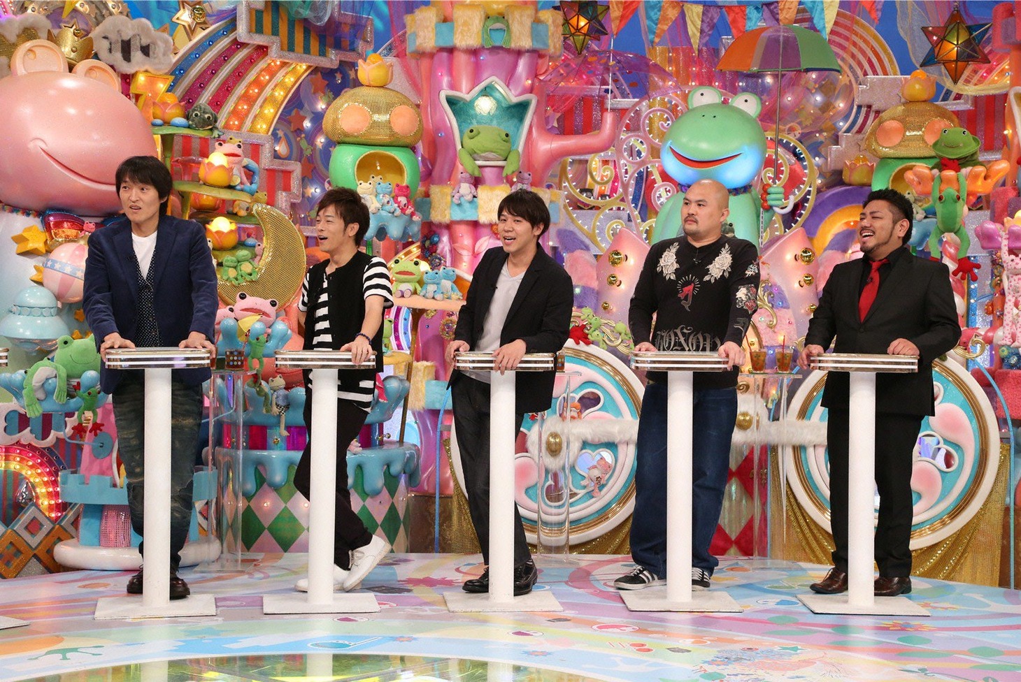 （左から）千原ジュニア、陣内智則、ロッチ・コカド、鬼越トマホーク。(c)テレビ朝日