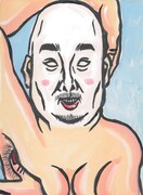 野性爆弾くっきーが描いた、SKIMAのスタッフ・佐藤博志氏の似顔絵。