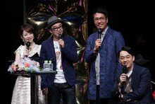 左から、司会の松丸友紀アナウンサー、おぎやはぎ矢作、おぎやはぎ小木、バナナマン設楽。