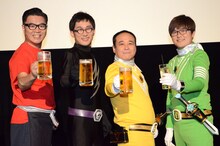 「新★乾杯戦士 アフターV」の放送直前大宴会に出席した（左から）シソンヌ長谷川、シソンヌじろう、バッファロー吾郎A、ラバーガール飛永。