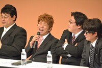 左からしあつ野郎、プラスマイナス兼光、タイムマシーン3号・関、花香よしあき。