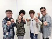 「おっぱいボヨヨ～ン!!」に出演する（左から）イジリー岡田、品川庄司・庄司、オリエンタルラジオ藤森、シソンヌ長谷川。