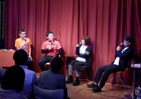 左から、テラシマニアック、与座よしあき、田上よしえ、ユリオカ超特Q。