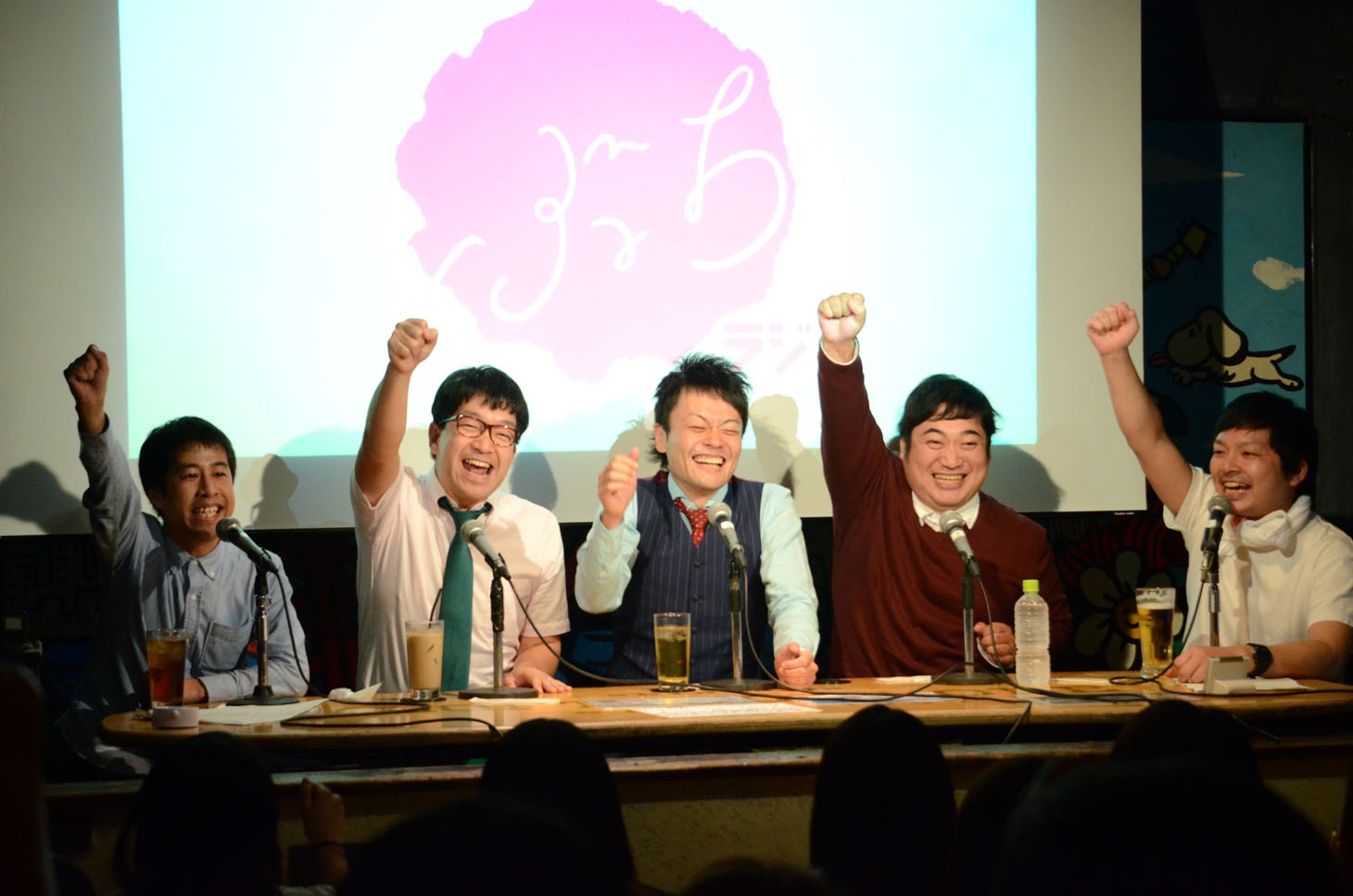 「ぶちラジ！」公開収録イベントに登場した（左から）ウエストランド井口、エレファントジョン、三拍子・久保、ウエストランド河本。