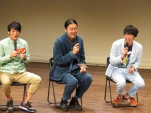 「副音声ライブ～犬の心単独ライブの回～」12時開演回にゲストとして登場した（左から）ガリットチュウ熊谷、グランジ五明、佐久間一行。