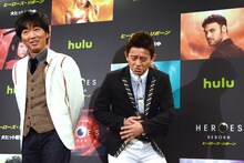 腹痛を訴えるスピードワゴン井戸田潤（右）。