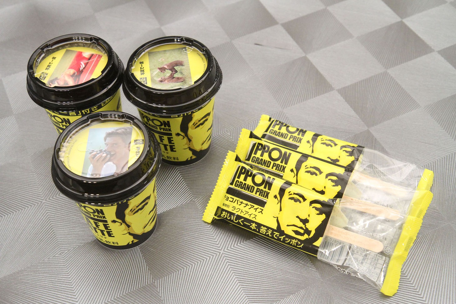 「IPPONグランプリ カフェラテ」と「IPPONグランプリ チョコバナナアイス」イメージ。(c)FUJI TELEVISION (c)OTANJOUBIKAI
