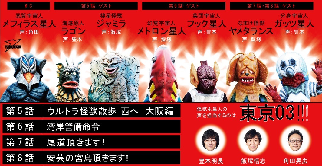 東京03とウルトラ怪獣の配役イメージ。