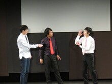 左からPOISON GIRL BAND吉田、トップリード新妻、しずる村上。