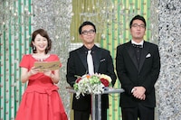 司会の松丸友紀（テレビ東京アナウンサー）とおぎやはぎ。(c)テレビ東京